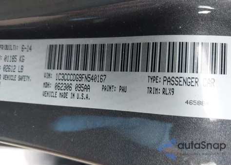 2015 Chrysler 200 S from USA, damaged, VIN 1C3CCCDG9FN540167